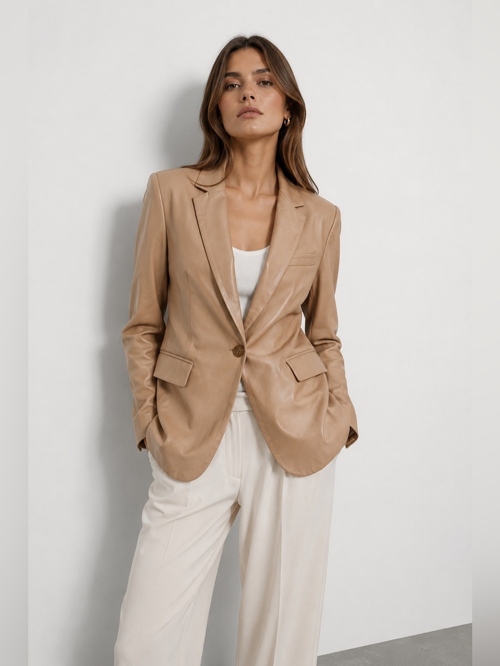 Oversized Faux Leather Blazer Jacket